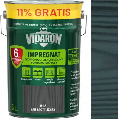 Ochranný a dekorativní impregnát Vidaron V16 Antracit šedá 5 l