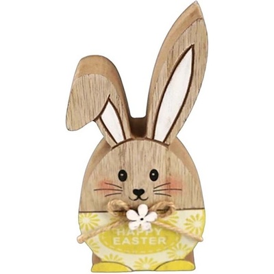Emocio Dekorace dřevo 65x145mm ZAJÍC ŽLUTÉ KALHOTY, přírodní, žlutá – Hledejceny.cz