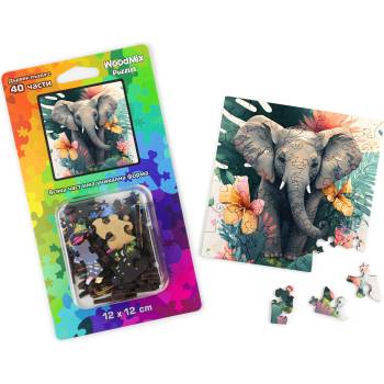 WoodMix Puzzles Дървен пъзел WoodMix, Животни, 40 части - Бебе слон (WM-P40-0025)