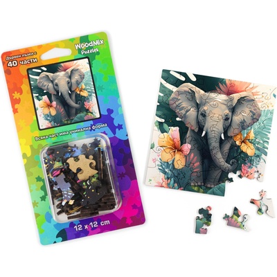 WoodMix Puzzles Дървен пъзел WoodMix, Животни, 40 части - Бебе слон (WM-P40-0025)
