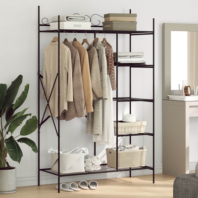 vidaXL Отворен Гардероб с рафт Черно 104, 5 x 45 x 172 см Стомана (42021358)