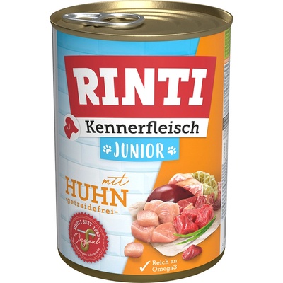 RINTI 6х400г Kennerfleisch Junior RINTI, консервирана храна за кучета с пилешко