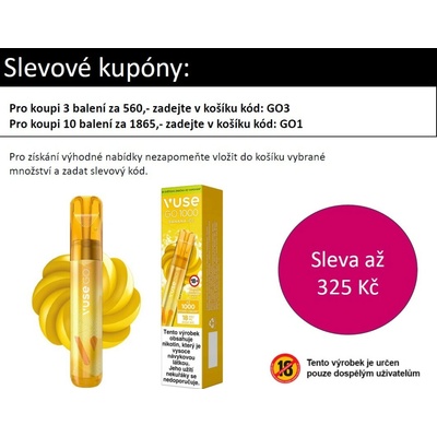Vuse GO 1000 Pen Banana Mint 18 mg 1000 poťahov