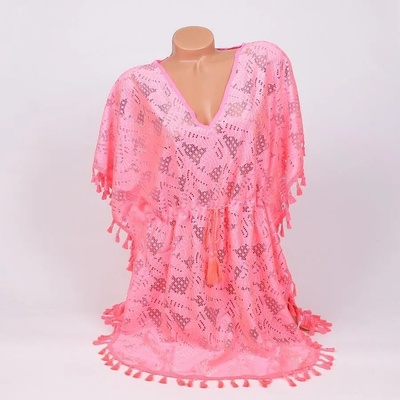 Мрежеста туника в неоново розов цвят