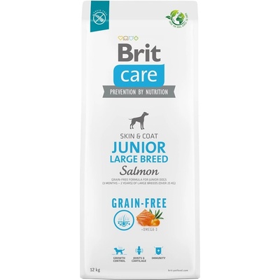 Brit Brit Care Dog Grain-Free Junior Large Храна за кучета, суха, за млади, от 3 месеца до 2 години, големи породи, над 25 кг, със сьомга, 12kg