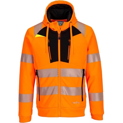 Portwest Mikina s kapucí DX484 Hi-Vis na zip reflexní Oranžová/čierna