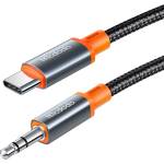 Mcdodo Аудио кабел - Mcdodo (CA-0900) - Type-C → Jack 3.5mm, спирален, плетен, 1.8m - Черен