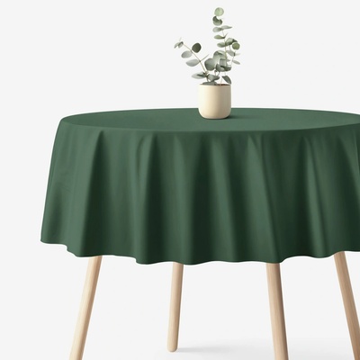 Goldea kulatý ubrus bavlna plátno tmavě zelený Ø 140 cm