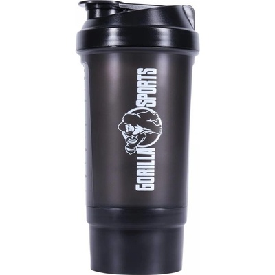 Gorilla Sports Shaker s přihrádkou, 500 ml, černý