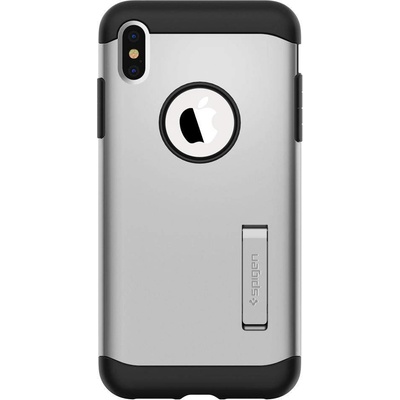 Spigen Slim Armor Case - хибриден кейс с поставка и най-висока степен на защита за iPhone XS Max (сребрист)