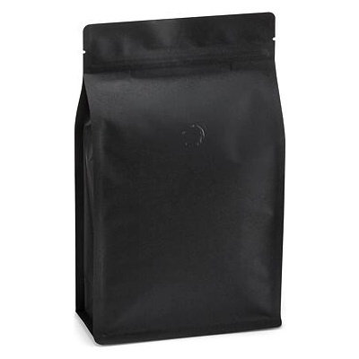 Sáček s plochým dnem | kraft papír černý | ZIP | ventil obsah 250g (130 x 225 + 65 mm)