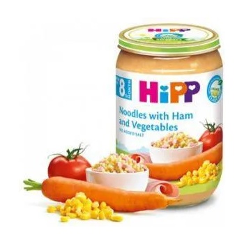 HiPP Био пюре шунка, зеленчуци и макарони Hipp, 8+ месеца, 220гр