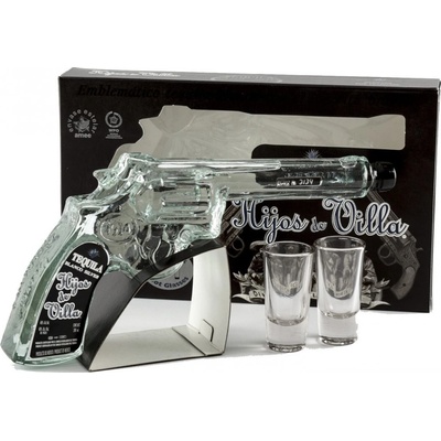 Hijos de Villa Revolver Tequila Blanco 40% 0,2 l (dárkové balení 2 sklenice)