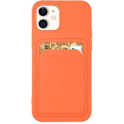 HQWear Силиконов кейс с отделение за карти HQWear за iPhone 12 Pro, Оранжев (9145576228081)