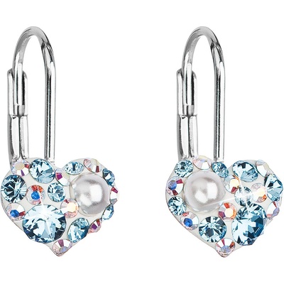 Pavona Srdíčkové náušnice s krystaly Swarovski 31125.9 aqua