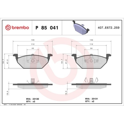 Sada brzdových destiček BREMBO P85041 | Zboží Auto