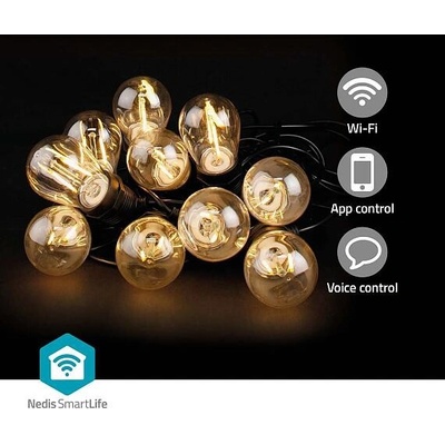 NEDIS Wi-Fi chytré dekorativní LED Party Lights teplá bílá 10 LED's Android & iOS Nedis SmartLife 9 m