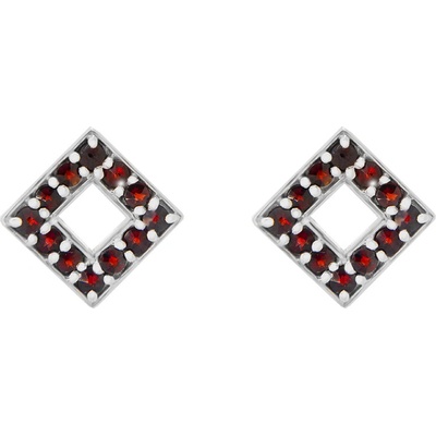 Český granát náušnice stříbrné 130919