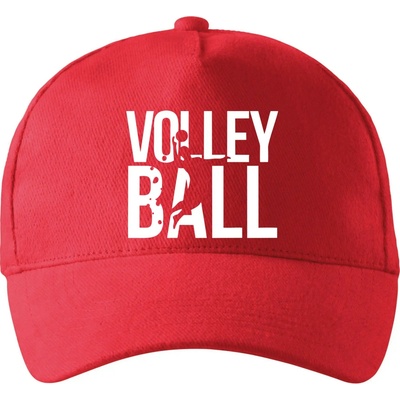 Volleyball nápis so zahnutým šiltom a mosaznou sponou Červená