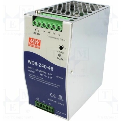 MEAN WELL WDR-240-48 Napájecí zdroj: spínaný; na lištu DIN; 240W; 48VDC; 5A; 180÷550VAC