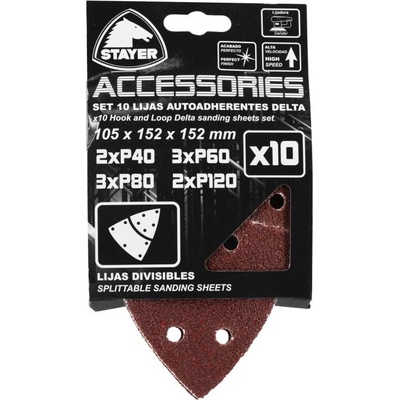 Papír brusný k bruskám DELTA 150, 105 x 152 x 152 mm - zrno 40-120, 10 ks, STAYER