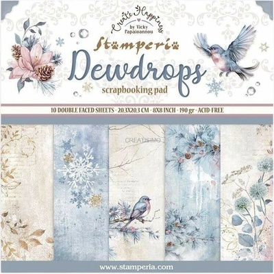 Obojstranné papiere "Dewdrops" na scrapbooking, 20,3 x 20,3 cm, 10 ks