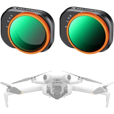 K&F Concept Variable ND Lens Filter Kits For DJI Mini 4 Pro 2 Pack ND2-32 (1-5 Stops)+ND32-512 K&F Concept