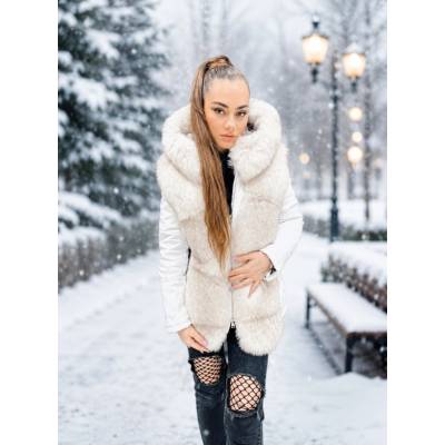 Max Original Leather kožená bunda s pravou kožušinou Fl-2 whit