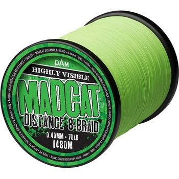 Madcat Šnúra sumcová Distance 8-Braid Fluo Zelená 1480m 0,40mm 32kg
