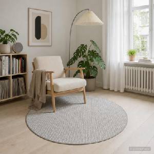 vidaXL Килим Сиво Ø 120 cm 100% полиестер 3 mm Пере се (42041675)