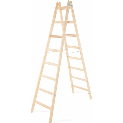 Drevený rebrík Strend Pro, 2x8 priečky, 2,56 m, 150 kg