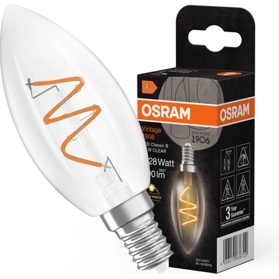 OSRAM Žiarovka LED Vintage 1906 LCLB28D E14 3,1W/927 sviečka FILAMENT SPIRAL