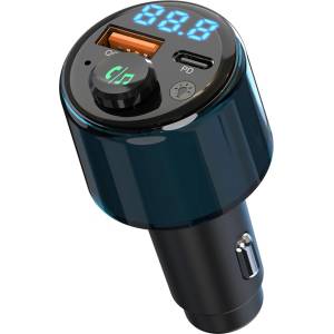 Diva FM трансмитер Diva BT1526, 87.5 MHz до 108.0 MHz, QC 3.0, 1x USB-C(PD), 1x USB-A, тъмносин (BT1526)