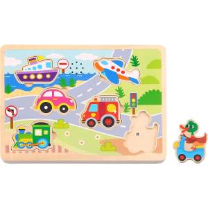 Tooky Toy Дървен музикален пъзел Tooky Toy от 7 части - Превозни средства (064_TL064N) - baby