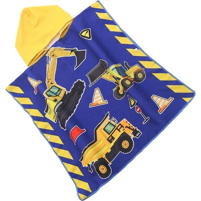 Textilomanie dětské pončo LITTLE BUILDER modré 60 x 120 cm