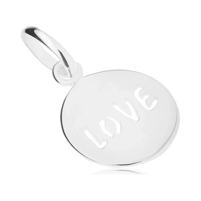 Šperky eshop Stříbrný přívěsek 925 lesklý plochý kulatý výřez Love SP29.24 – Hledejceny.cz