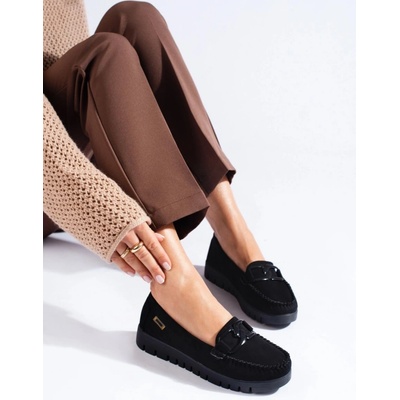 Goodin Komfortní dámské mokasíny černé na platformě