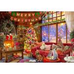 Bluebird Puzzle - Puzzle Christmas Evening with Pets - 1 000 piese
