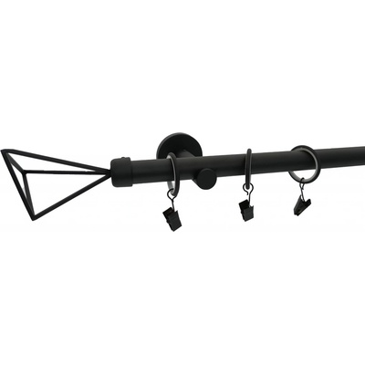 KovovégarnýžeCZ Rando modern 19 mm Dvouřadá Kroužky s háčky černá matná 400 cm