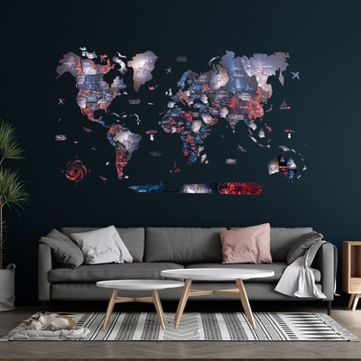 Enjoy the Wood 3D nástěnná dřevěná mapa Luminous World Map Alcor Prime L