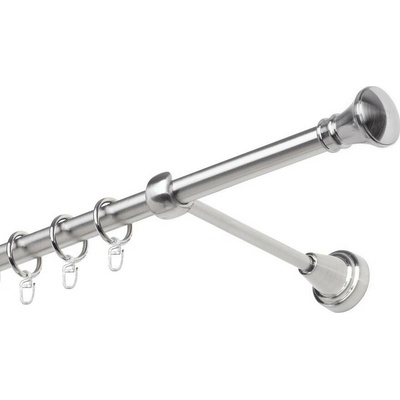 OK-GarnýžeCZ Garnýž kovová jednořadá 19mm Koloseo nerez 350 cm do stěny / kroužky s háčkem