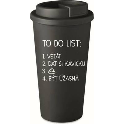 Giftela TO DO LIST BÝT ÚŽASNÁ černý termohrnek 475 ml