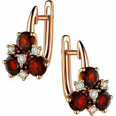 Zlaton Náušnice červené zlato s almandinem visací 3.95g 1.7cm O06062506072