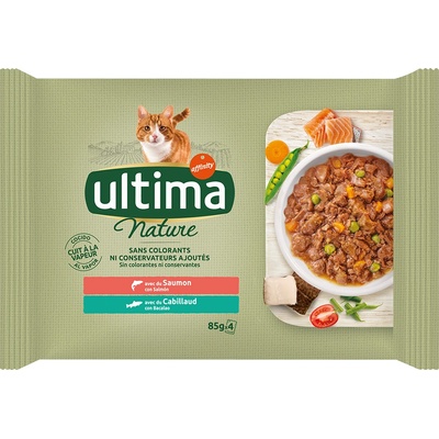 Affinity 4х85г Nature Cat Ultima, консервирана храна за котки - сьомга и треска
