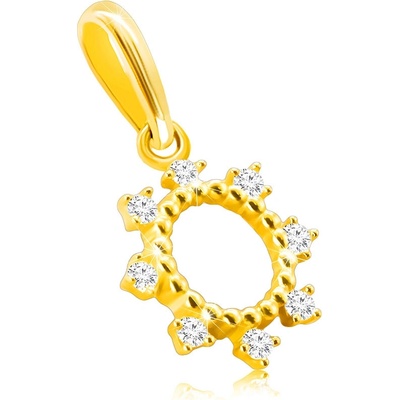 Šperky Eshop Diamantový přívěsek ze žlutého 585 zlata kroužek ozdobený drobnými kuličkami čiré brilianty S3BT506.96