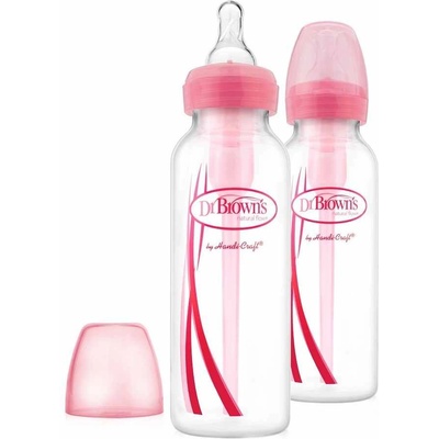 Dr. Brown's Шишета Dr. Brown's - Narrow-Neck Options, 250 ml, 2 броя, Розови (72239306369)