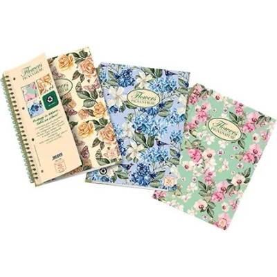 Pigna Nature Flowers A5 60 страници кариран тефтер със спирала P1112-0332 (P1112-0332)