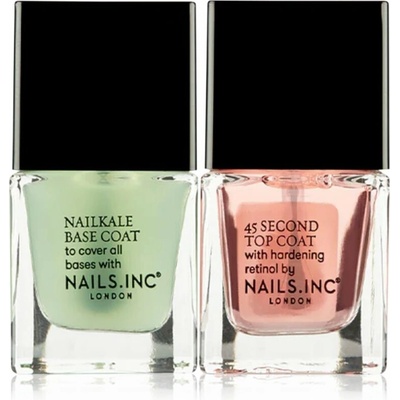 Nails Inc. Treatment Nails.INC NailKale Base Coat podkladový lak na nehty 5 ml + Nails.INC 45 Second Retinol Top Coat vrchní lak na nehty 5 ml kosmetická sada