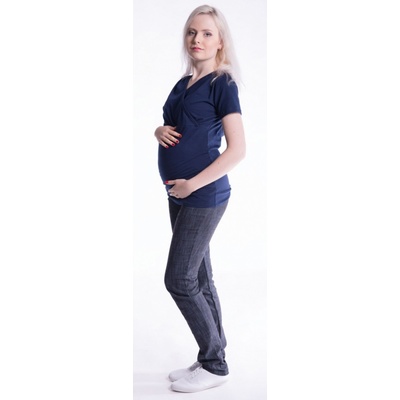 Be MaaMaa těhotenské kojící triko s kapucí krátký rukáv granát