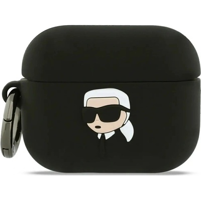 KARL LAGERFELD Силиконов калъф Karl Lagerfeld с 3D глава и каишка за AirPods Pro 3 - черен (3666339574666)